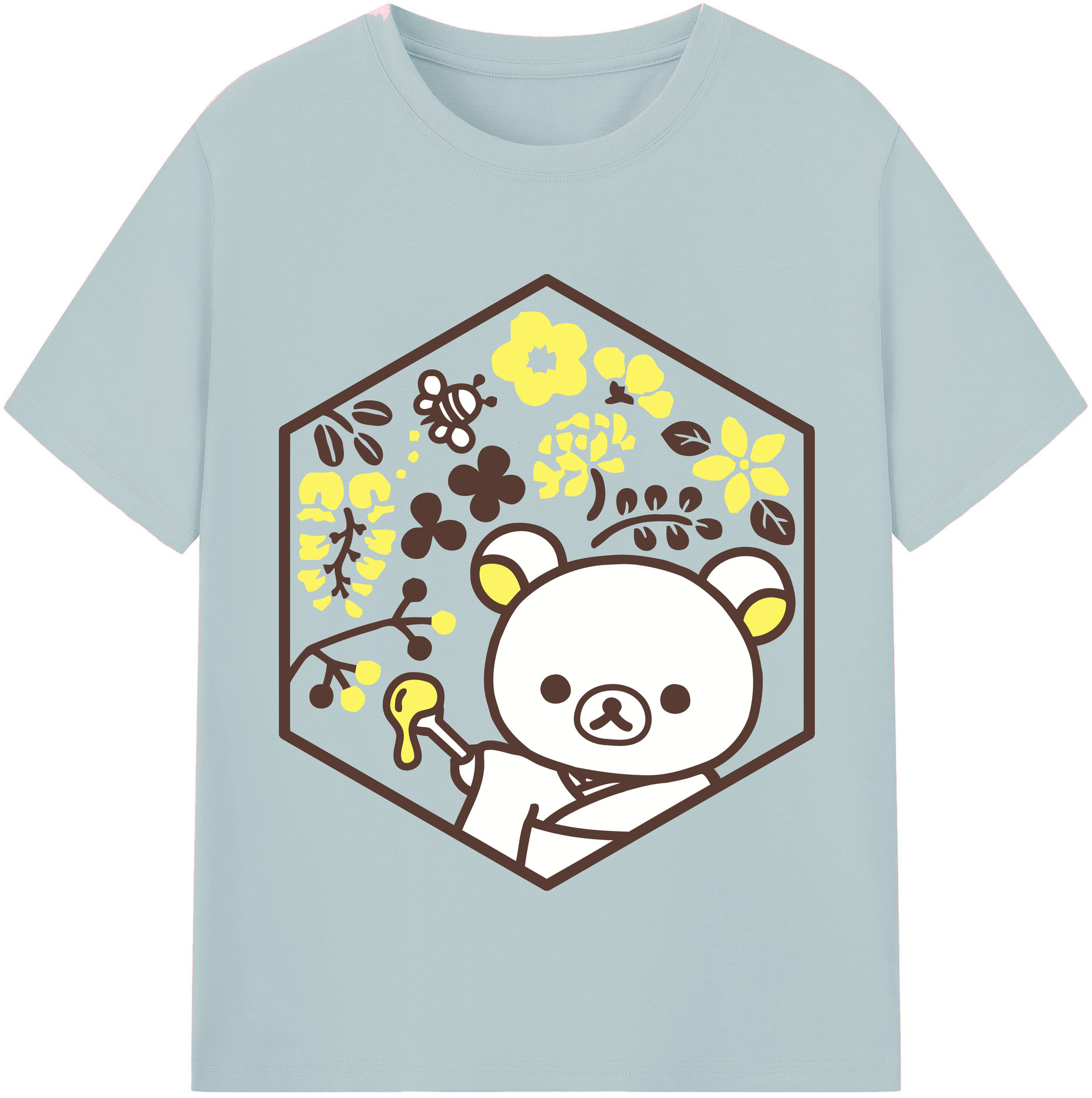 （画像用） リラックマ リラックマ キイロイトリ Rilakkuma Korilakkuma Kiiroitori 綿100％半袖Tシャツ（フロントプリント）